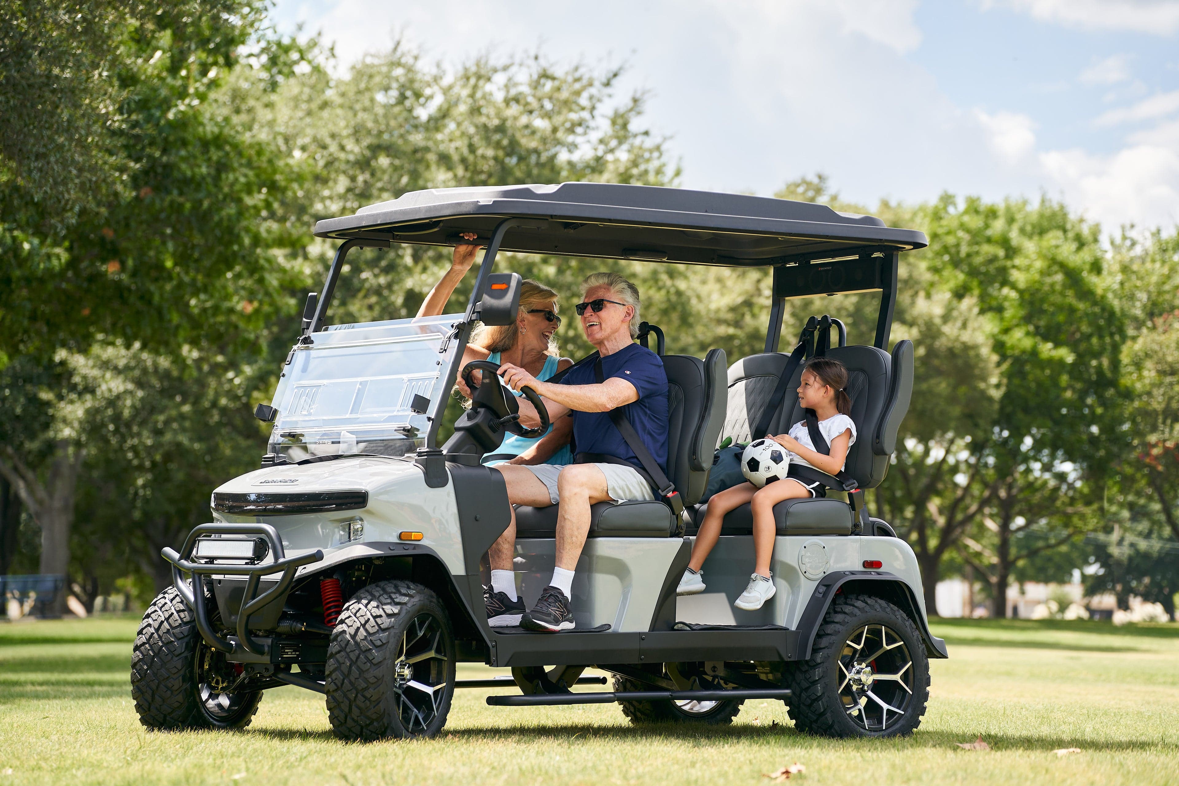 Golf cart on a sunny day in Colorado